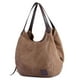 thumbnail image 1 of DOURR Bolso de hombro para mujer, multibolsillos, de moda, de lona de algodón, bolso de mano (Marrón, Medio), 1 of 5