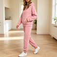 thumbnail image 5 of Women's Pullover Hoodie Sweatsuit 2 Piece Set Long Sleeve Hooded Sweatshirt Straight Leg Sweatpants Athletic Jogging Tracksuit with Pockets Pink XXL, 5 of 6