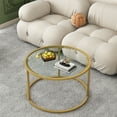 thumbnail image 4 of Glass Coffee Table,Round Gold Coffee Table for Small Space,27" Modern Center Table,Glass Top Clear Coffee Table with Sturdy Metal Frame for for Living Room Home Office, Easy Assembly, 4 of 6