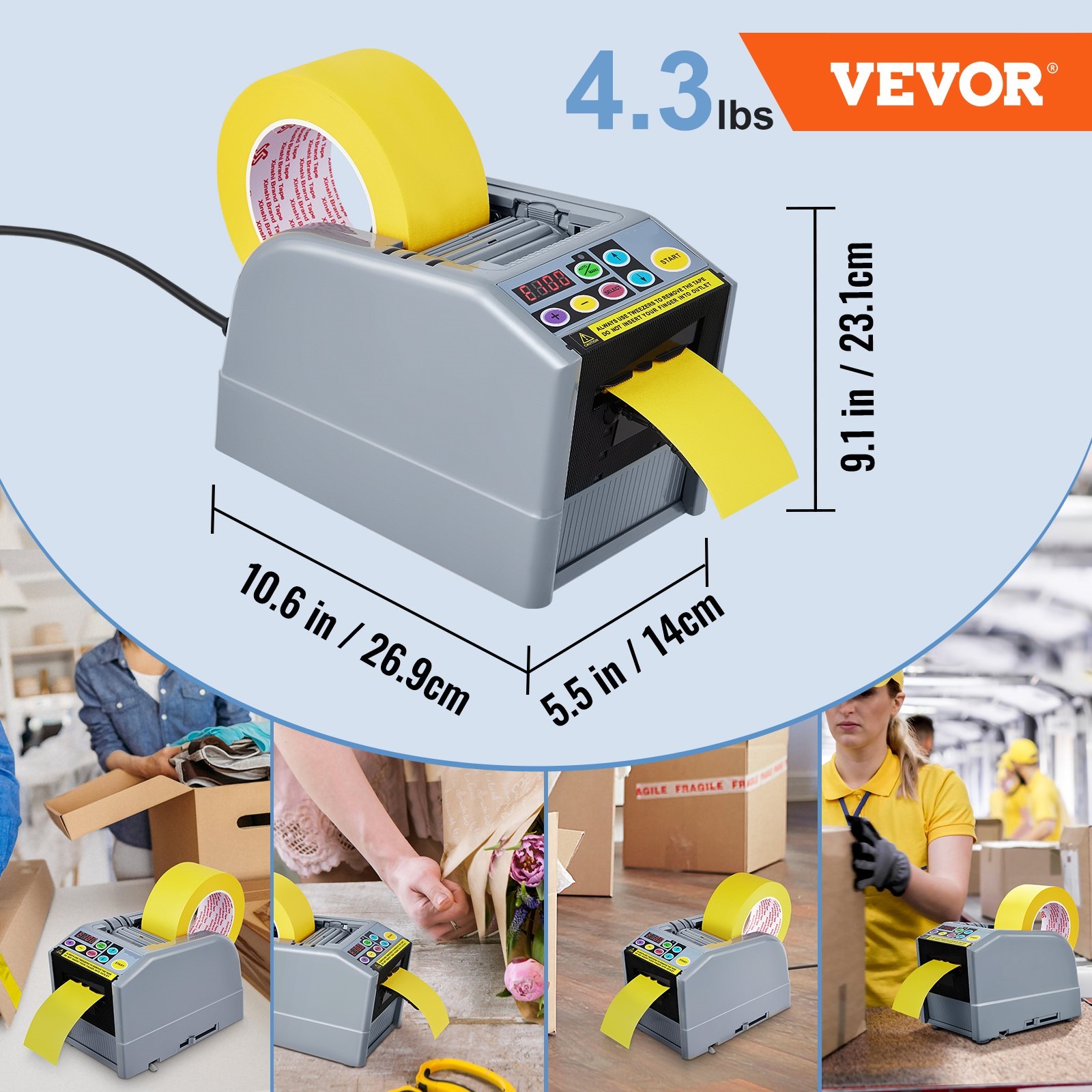 Automatic Electric Tape Dispenser Adhesive Cutter Packaging Machine ,Security