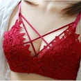 thumbnail image 2 of Tao Tao Women's Lace Flower Embroidery Bra Fashion Underwear Comfortable Seamless Adjustment Bra Women's Wireless Bra Underwear Red 85C, 2 of 5