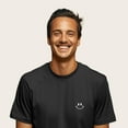thumbnail image 4 of Dalix Smile Face Embroidered Cotton Relaxed Boxy Fit Short Sleeve Crewneck Tee Shirt Mens in Dark Gray M Medium, 4 of 5