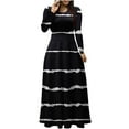 thumbnail image 2 of Xysaqa Women's Plain Striped Long Maxi Dress Casual Loose Long Sleeve Soft Round-Neck Flowy Long Dresses S-XXL, 2 of 5