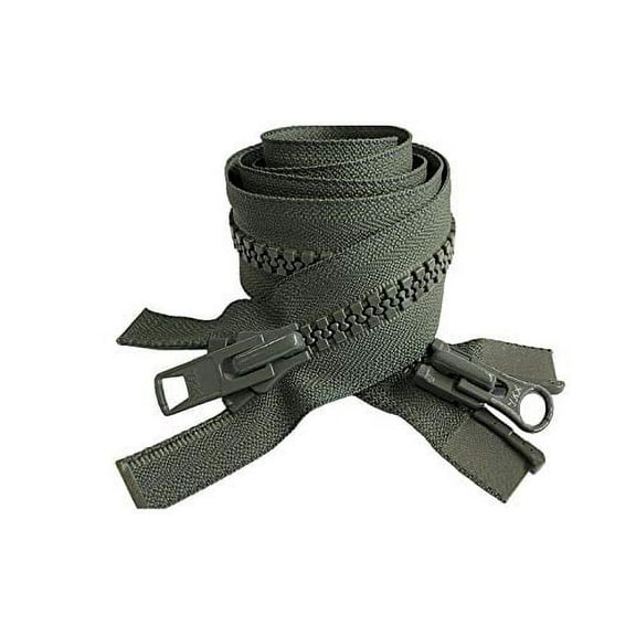 YKK #10 36 Inch Two-Way Molded Plastic Heavy Duty Separating Vislon (Jacket) Zipper for Sewing Coat Jacket Winter Coat Heavy Duty Zippers Coat Jackets Clothes Parka (Olive Green - 567)