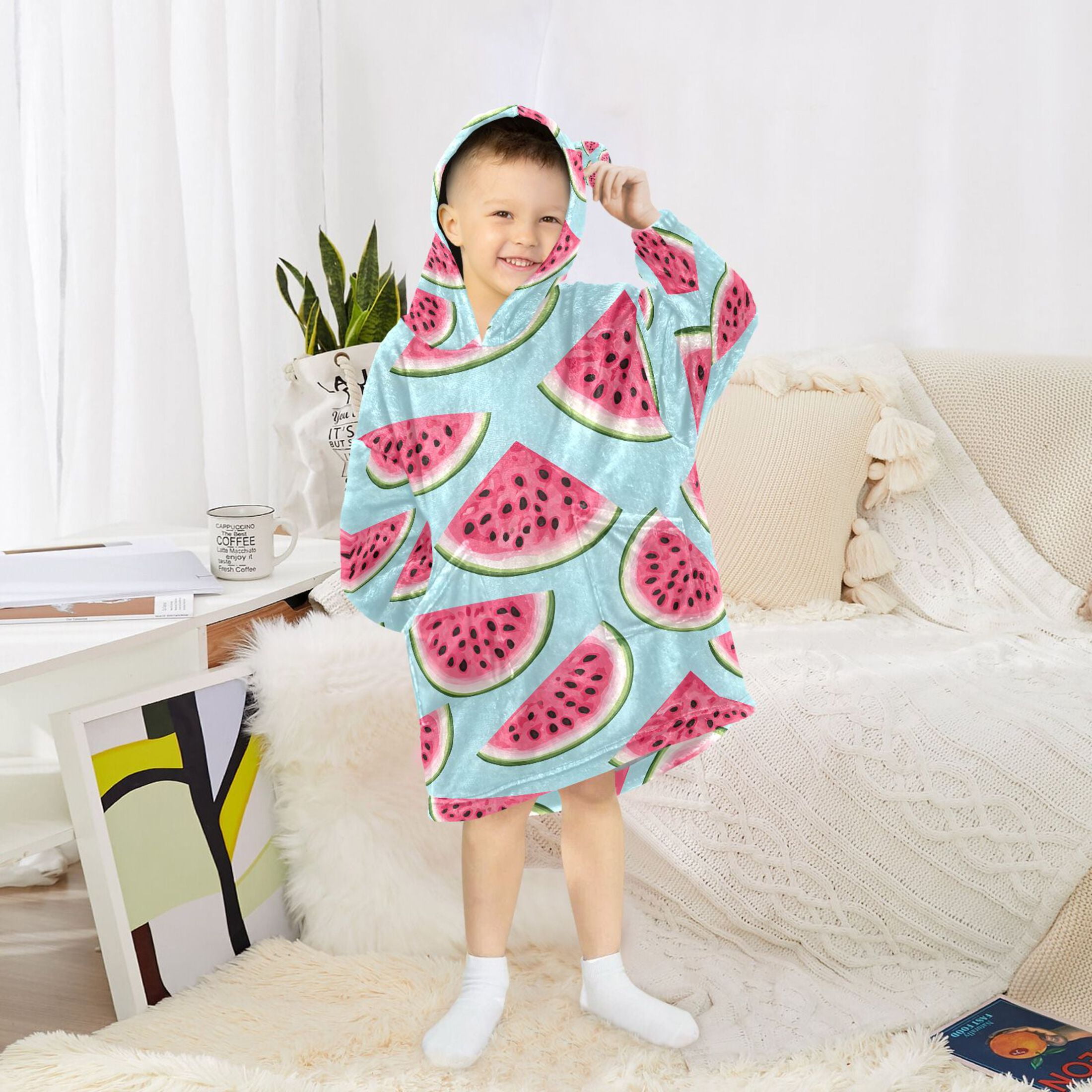 joogoo Wearable Blanket Hoodie for Watermelons Oversized Sherpa Hooded 3-14 YR M