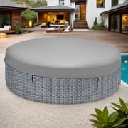 82 Inflatable Hot Tub, Segmart 5 to 7 Person Outdoor Hot Tub, Round Portable Home Spa with 130 Soothing AirJets, Lockable Cover, and Storage Bag, Built-in Heater Pump, Max. 104°F