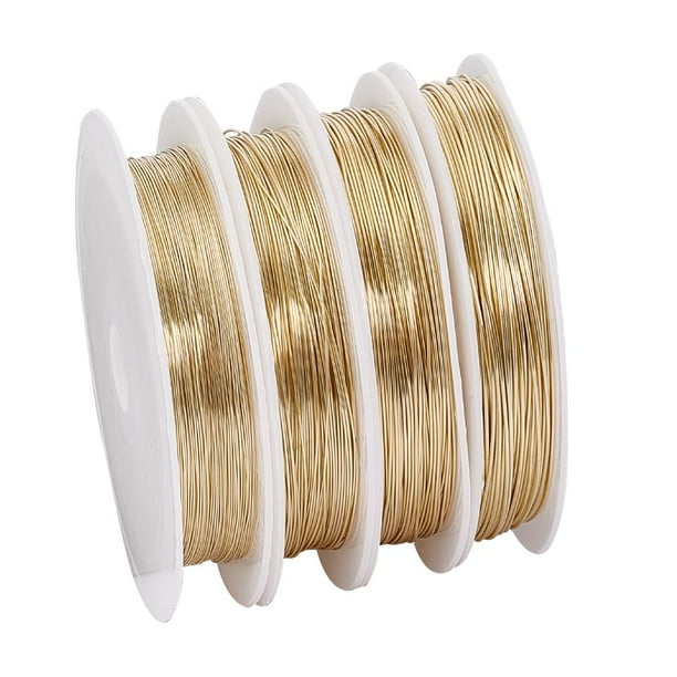 Alambre artesanal de 80 metros para bisutería, disponible en 0,3/0,4/0,5/0,6 mm, de cobre, chapado en oro de 14 quilates, para abalorios y joyería.