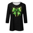 thumbnail image 5 of Womens Funny St Patricks Day Shirts 3/4 Sleeve Crewneck Green Graphic Comfy Casual Loose Fit Tee Shirts Pullover Tops (3XL, Black), 5 of 5