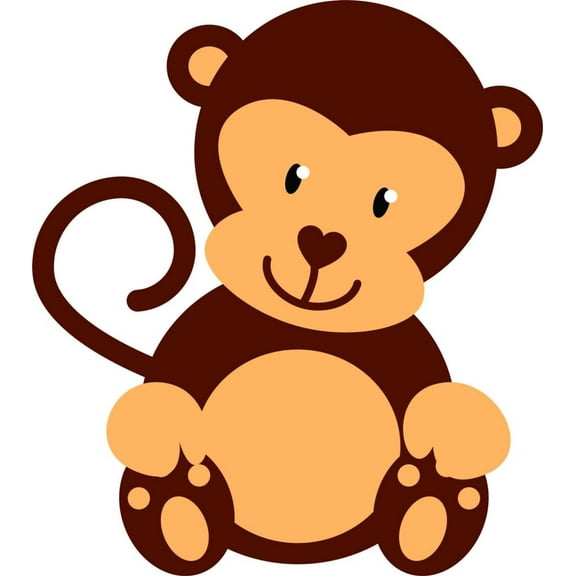 Design With Vinyl Artwork animal Baby Monkey Affectionate Naughty Monkey-Do Wall Decal for Children - Adventurousness, Enthusiasm Banana Themed Décor - Size: 27 In x 27 In