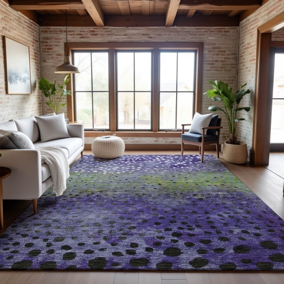 Addison Rugs Mayfield Premium Machine Washable Transitional Circles Purple Rectangle Rug, 10' x 14'