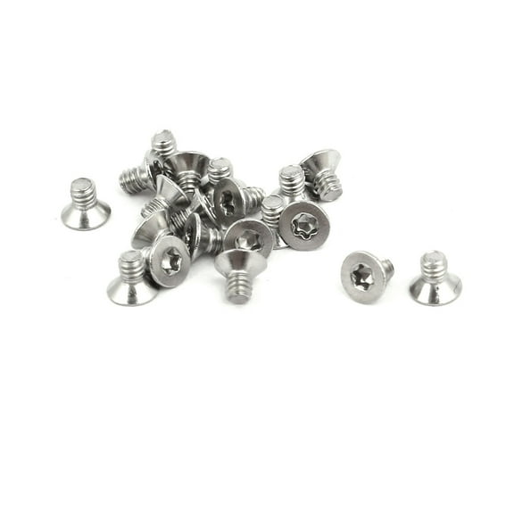 M2x3mm 304 Stainless Steel Flat Head Torx Drive Type Screw Silver Tone 20pcs