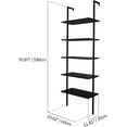 thumbnail image 2 of LINJH  Ladder Shelf 5 Tier Wall Mounted Bookcase with Metal Frame, Open Design Shelves for Living Room, Bedroom, Home, Dark Walnut (23.62" L x 11.81" W x 70.87" H), 2 of 10