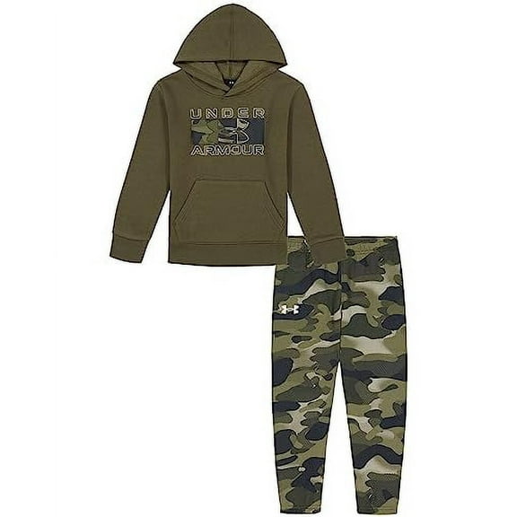Under Armour Boys Big Log 2 Piece Sweatsuit Set Green Camo 4 UAFGI07E-311
