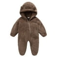 thumbnail image 1 of IROINID Discount Baby Bodysuit Long Sleeve Newborn Baby Fleece Footie Snowsuit Winter Bunting Onesies Cartoon Warm Hooded Romper Jumpsuit Outfits For Girls Boys,Brown, 1 of 6