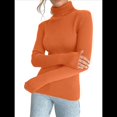 thumbnail image 3 of Suéteres Acanalados para Mujer, Lindos Suéteres de Punto de Cuello Alto, Ajustados y Cálidos Naranja un Tamaño, 3 of 9