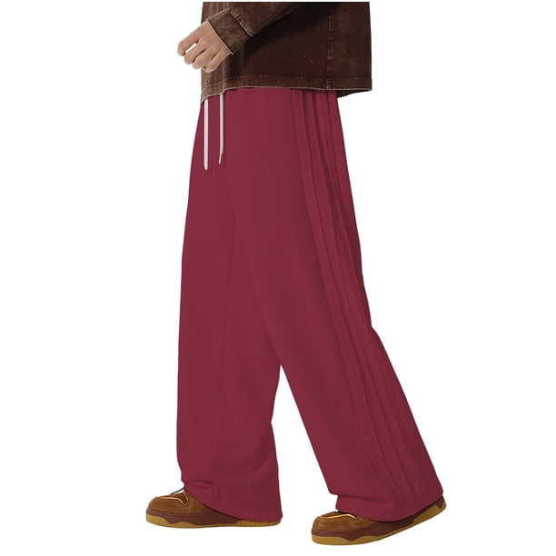 Mens Pata Recta Pantalones de Sudar de Color Sólido Casual con Diseño en Capas Laterales, Tela de Poliéster Transpirable para Deportes, Correr, Correr, Senderismo Y Uso Diario