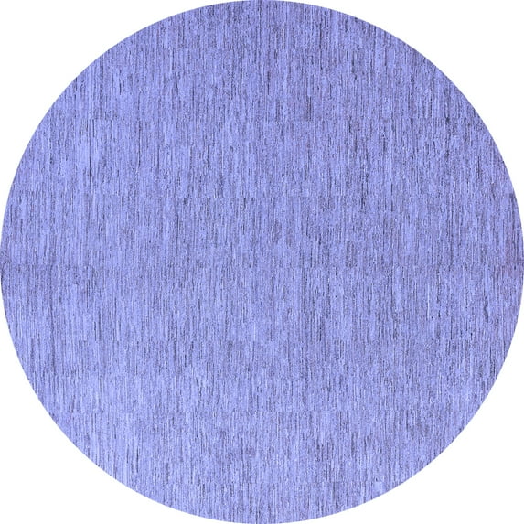 Ahgly Company Machine Washable Indoor Round Solid Blue Modern Area Rugs, 6' Round