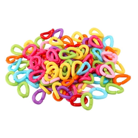 BJBSJSZ 100Pcs Plastic Chain Links, Children's Learning Toy, Mix Color Rainbow DIY Chains Hooks Swing Climbing Cage Toys for Bird Sugar Glider Rat Parrot