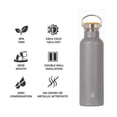 thumbnail image 4 of Elemental Classic Insulated Water Bottle, Leak Proof Thermos Water Bottle with Bamboo Lid and Metal Ring, Reusable Insulated Stainless Steel Water Bottle, 25oz - Graphite, 4 of 9
