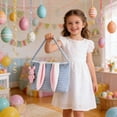 thumbnail image 4 of CaiYueKe Easter Tote Bag Gift Storage Basket Decorative Polyester Reusable Party Favor Container Spring Holiday Celebration Carryall Pouch Organizer Handle Bag for Treats Candy Eggs, 4 of 7