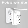 thumbnail image 4 of Multi-Functional Power Strip with Panel, Wall Outlet Extender with Shelf, 9-in-1 Surge Protector with 6 AC Outlets, USB-A & USB-C, Night Light for Home, Office, Dorm, Travel (1PC), 4 of 5