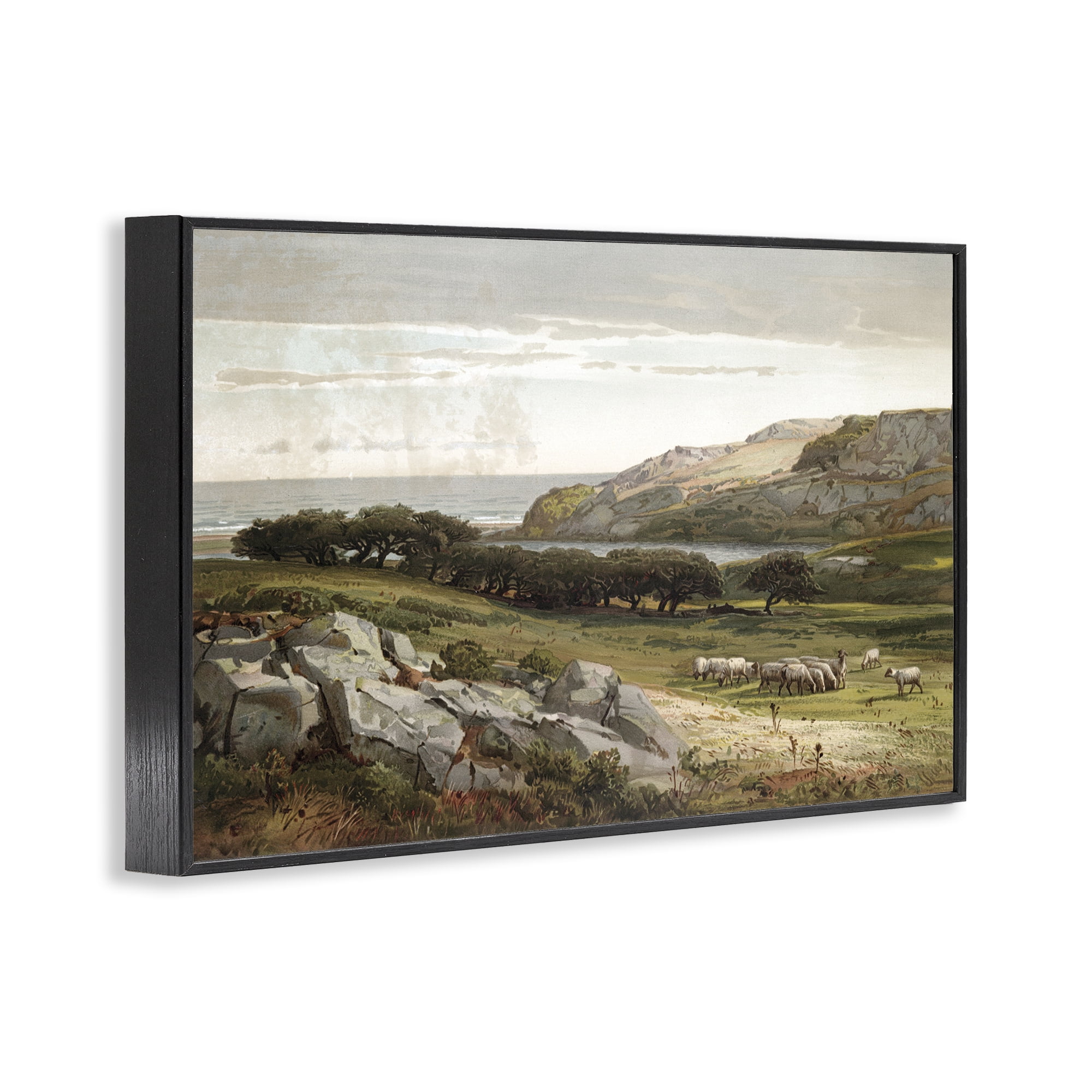 Stupell Industries Sheep in Passionate Landscape Black Framed Giclee Art, design by Lula Bijoux & co.