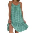 thumbnail image 1 of Women Boho Floral Dress Summer Spaghetti Beach Mini Sundress Floral Paisley Dresses Ladies Cocktail Party Dresses Green 5XL, 1 of 2