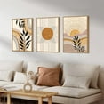thumbnail image 4 of Boho Framed Canvas Wall Art Prints, Set of 3 Mid Century Modern Wall Decor, Nature Plants Desert Sun Art Paintings, Bohemian Artwork for Living Room, Bedroom, Dining Room, Office - 16"x24"x3, 4 of 5