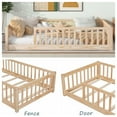 thumbnail image 5 of Twin Floor Bed with Fence for Kids, Solid Pine Wood Platform Bed Frame with Guardrails and Slats System, Playhouse Design Montessori Bed for Children Bedroom,Without Door, Natural, 5 of 8