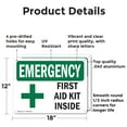 thumbnail image 2 of (2 Pack) First Aid Kit Inside With Symbol OSHA Emergency Sign 18 Inch X 12 Inch Indoor / Outdoor Rust-Free Aluminum Metal Signs for Workplace, Workshop, and Construction Site, Made in, 2 of 8