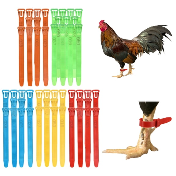 Uxcell 100-Pack Adjustable Chickens Leg Bands for Poultry Identification [Red]