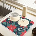 thumbnail image 2 of Yayeee Dish Drying Mat for Kitchen Counter 16" x 18" Microfiber Super Absorbent Coffee Decorative Pad, Red Christmas Leaves, 2 of 9