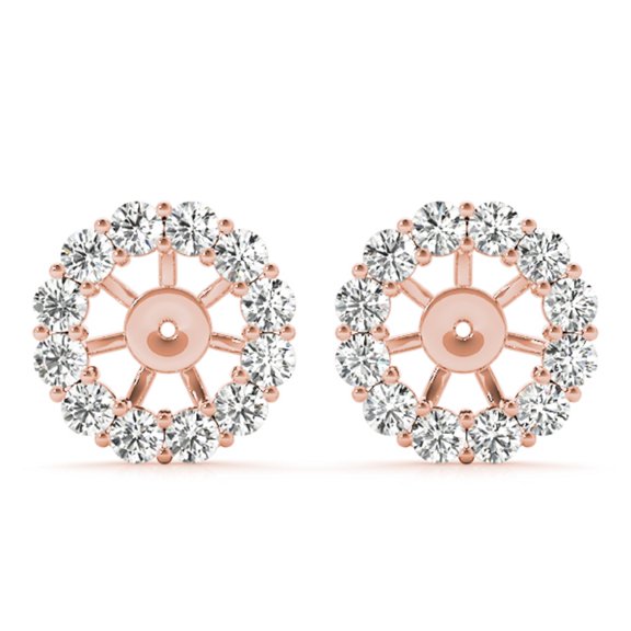 Diamond Earring Removable Jacket Stud For Women 0.75 Carat Lab Created Brilliant Round 24 Stone Side Round Diamonds Stud Without Center Stone In 14K Solid Rose White Yellow Gold