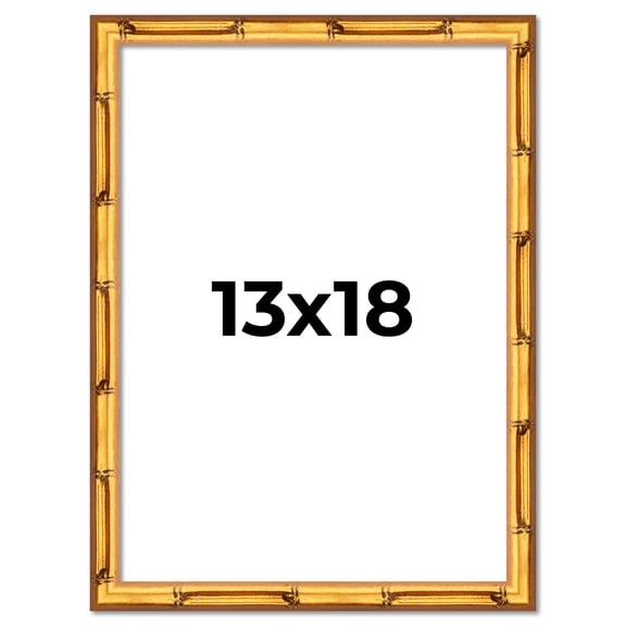 13x18 Frame Gold Bamboo Solid Wood Picture Frame | 0.75 Inch Moulding Width | Interior Frame Depth