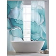 thumbnail image 4 of Teal Marble Sheer Curtains 108 Inch Length 2 Panels Set, Abstract Modern Ink Painting Voile Window Treatment Semi Sheer Long Curtains Drapes for Bedroom/Living Room/Kitchen 52"x108"x2, 4 of 7