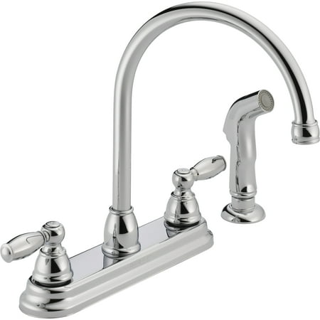 Peerless Apex Two Handle Kitchen Faucet with Side Sprayer in Chrome (Best Hvlp Sprayer For Kitchen Cabinets)