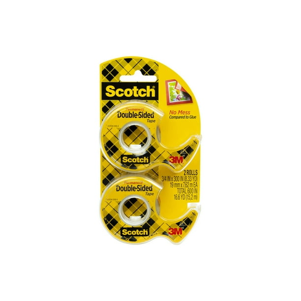 Scotch Double Sided Permanent Tape Dispensers 1 2 X400 2 Dispensers Walmart Com Walmart Com