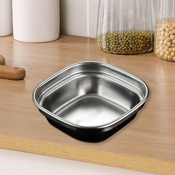 304 Stainless Steel Divided Dipping Bowls Stackable Korean BBQ Sauce Dishes Multi-Compartment Condiment Trays for Restaurants Home Kitchen Snacks Party Serving Set of 4