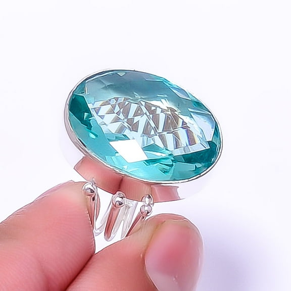 Apatite Gemstone 925 Sterling Silver Ring S.7 R_9380_157_62, Gemstone Jewelry, Birthday Gift, Christmas Gift