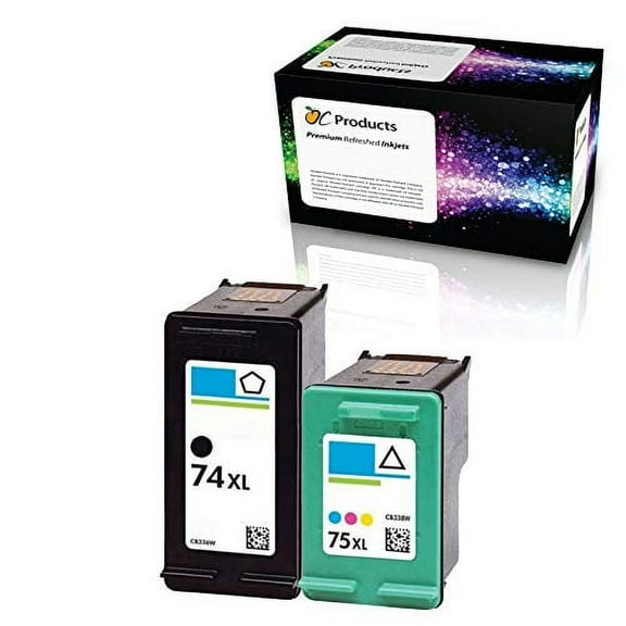 Compatible Ink Cartridge OCHP74XL75XL2PK for HP Officejet J6480 Photosmart C4400 C4380 C4500 Deskjet D4260 (1 Black 1 Color)
