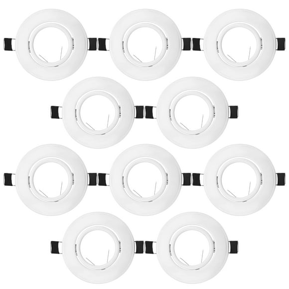 MR16 Flush Swivel Spot Light Fixture Halogen LED Mounting Bracket Bulb Holder Kitchen Bathroom Under Cabinet Counter Housing Recessed Lighting GU5.3 Socket Wiring Dimmable (Matte White) Pack of 10