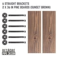thumbnail image 2 of 36 in. x 7.5 in. x 6.75 in. Sunset Brown Restore Wood Wall Shelving with Industrial Steel Pipe Straight Brackets, 2 of 8