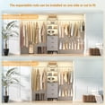 thumbnail image 5 of 96'' Closet Organizer System with 3 Hanging Rods (Without 3 Storage Shelves), 8FT Closet Systems, Wall Mount Bedroom Wardrobe with 3 Wood Drawers, Adjustable Garment Rack from 5 to 8FT, Grey, 5 of 8