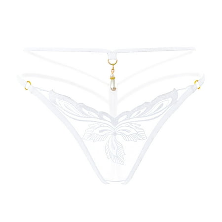 

AnuirheiH Women Lace Low Waist Hollow Pearl Sexy Hot Sexy Flower Thong Sexy Underpant Clearance Under $10
