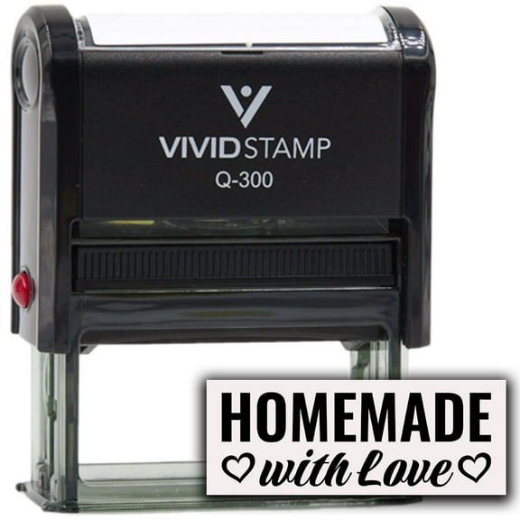 All Quality Homemade with Love Self-Inking Rubber Stamp | Handcrafted Products (Black Ink) - Q-300