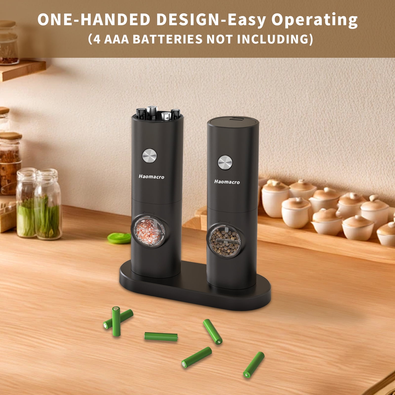 Electric Salt and Pepper Grinder Set - Rechargeable Automatic Salt and Pepper Shakers, Kitchen Appliances with External Adjustable Coarseness, Larger Hopper for Cooking, Home Gifts