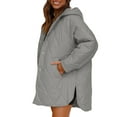 thumbnail image 2 of Women Long Diamond Quilted Hooded Jacket,Fashion Winter Coat Oversized Baggy, Warm Long Sleeve Jackets Grey XL, 2 of 7