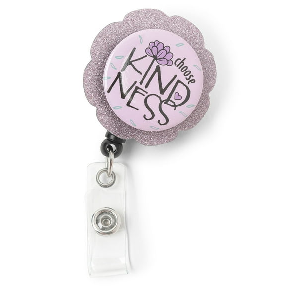 ID Avenue Choose Kindness Retractable ID Button Badge Reel with Glitter Frame