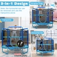 thumbnail image 4 of Topbuy 60 Inch Kids Trampoline, 330 LBS 3-in-1 Trampoline w/ Swinging Rings 3-Level Height Adjustable Horizontal Bar Blue, 4 of 10