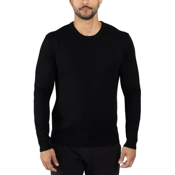 X RAY JEANS Mens Basic Crewneck Sweater Pullover, Black, M